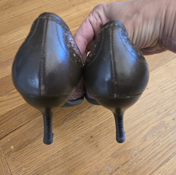 Aerosoles Pink Tweed & Chocolate Leather Heels, Sz 6 - Picture 5 of 8